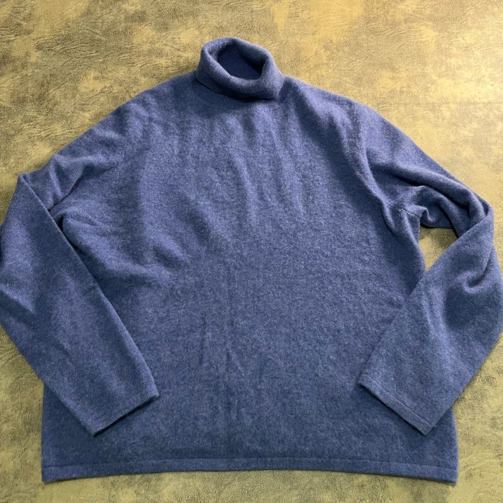 Charter Club Turtleneck Sweater Womens Medium Blue 2-Ply 100% Cashmere